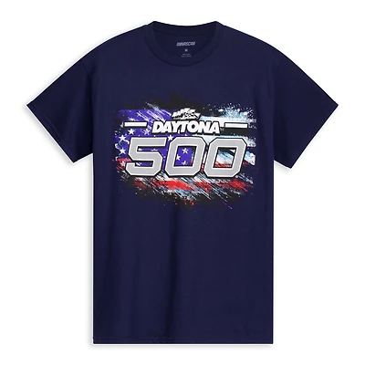 T-shirt patriotique à damier pour homme, bleu marine, Daytona International Speedway 2026 500