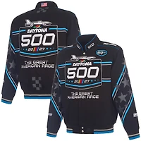 Men's JH Design Black Daytona International Speedway 2027 500 Full-Snap Twill Racing Jacket
