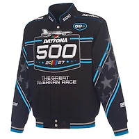Men's JH Design Black Daytona International Speedway 2027 500 Full-Snap Twill Racing Jacket