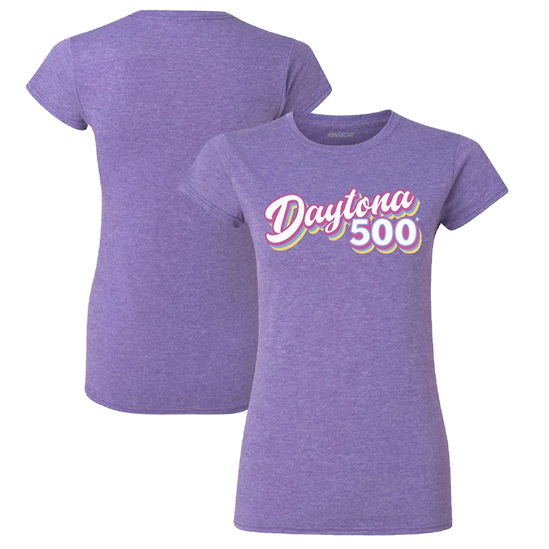 T-shirt Rétro Daytona 500 2022 violet chiné drapeau à carreaux