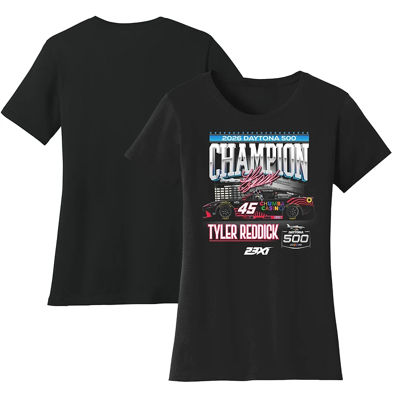 Women's Checkered Flag Sports Black Tyler Reddick 2026 Daytona 500 Champion T-Shirt