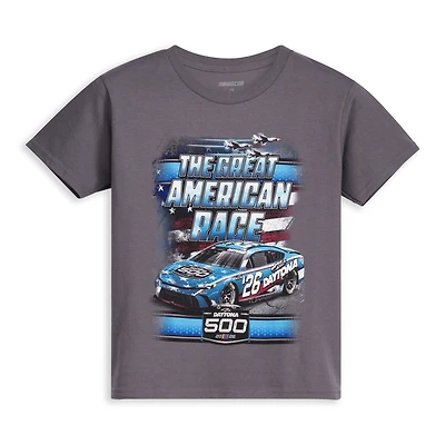 Youth Checkered Flag Sports Charcoal Daytona International Speedway 2026 500 Patriotic T-Shirt