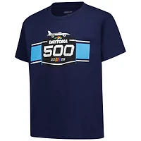 T-shirt à carreaux bleu marine pour jeunes, motif Daytona International Speedway 2026, logo 500