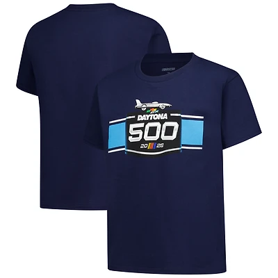 Youth Checkered Flag Sports Navy Daytona International Speedway 2026 500 Logo T-Shirt