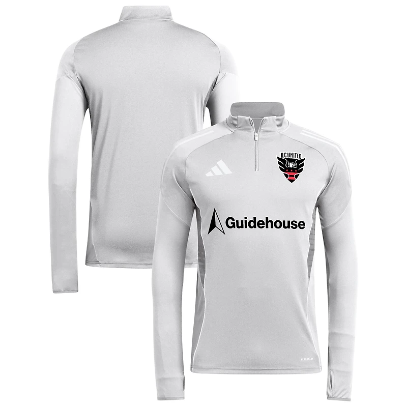 Haut d'entraînement à manches longues et quart de zip adidas Silver D.C. United 2025 AEROREADY pour homme