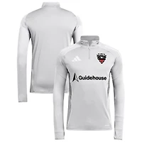 Haut d'entraînement à manches longues et quart de zip adidas Silver D.C. United 2025 AEROREADY pour homme