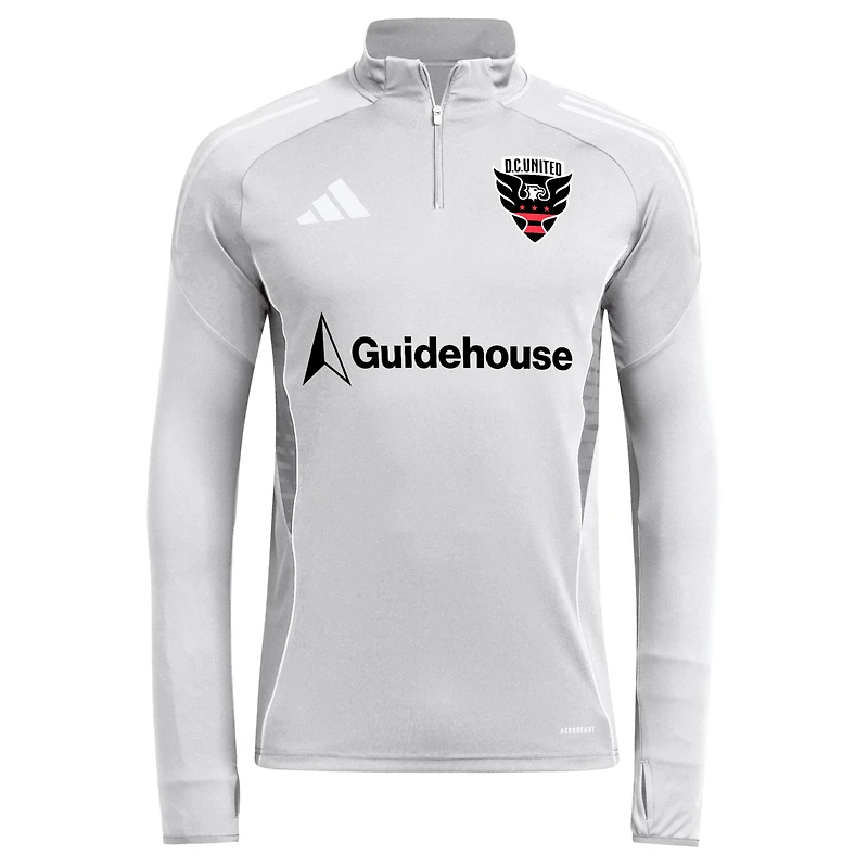 Haut d'entraînement à manches longues et quart de zip adidas Silver D.C. United 2025 AEROREADY pour homme