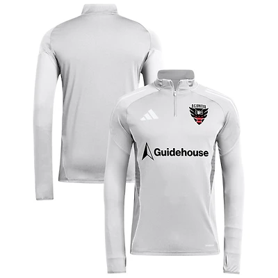 Haut d'entraînement à manches longues et quart de zip adidas Silver D.C. United 2025 AEROREADY pour homme