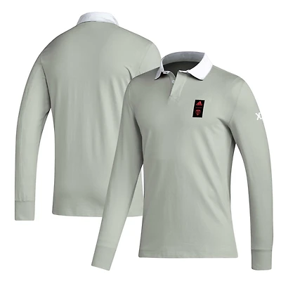 Men's adidas 2023 Player Gray D.C. United Travel Long Sleeve Polo