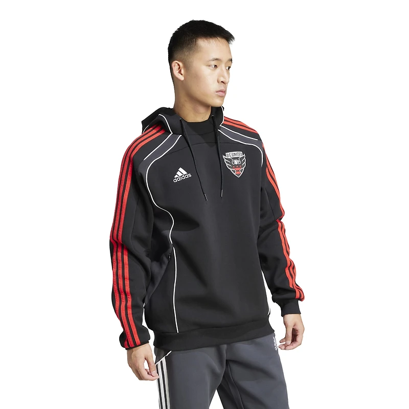 Sweat à capuche adidas noir D.C. United 2025 Travel pour homme