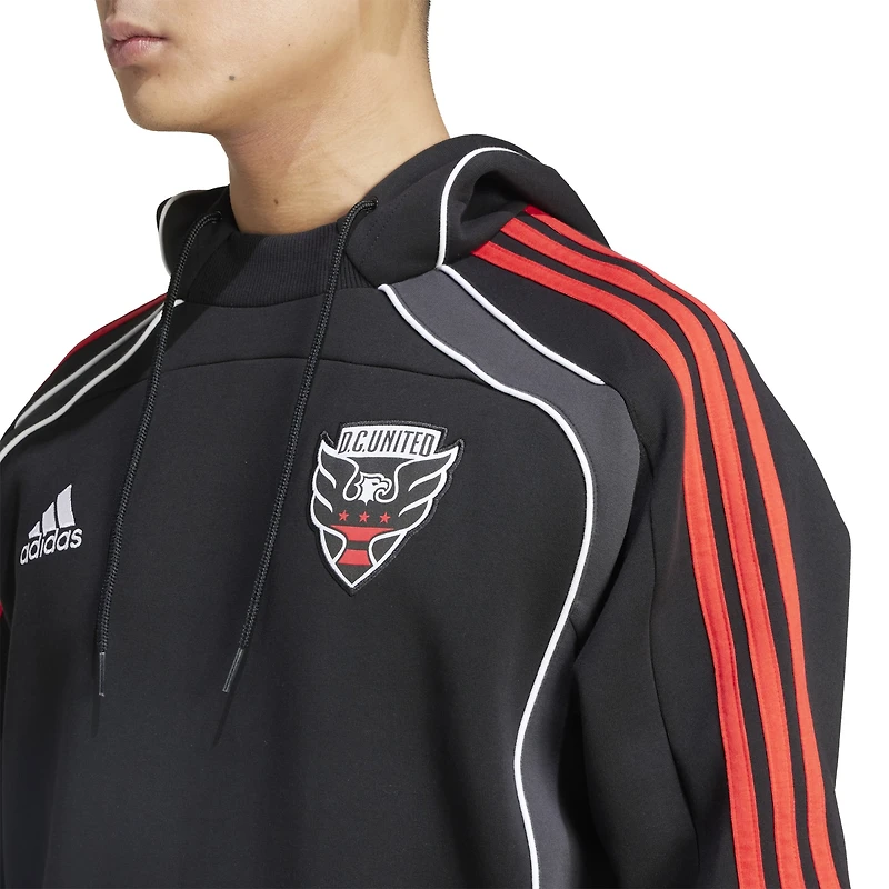 Sweat à capuche adidas noir D.C. United 2025 Travel pour homme