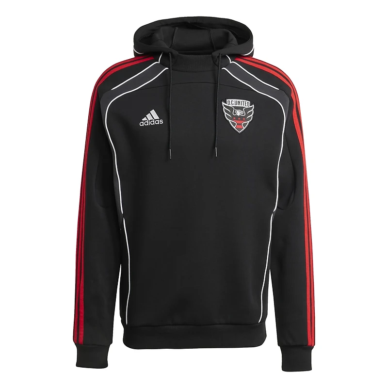 Sweat à capuche adidas noir D.C. United 2025 Travel pour homme