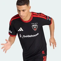 Maillot authentique adidas D.C. United 2026 noir et rouge avec patch de terrain pour homme