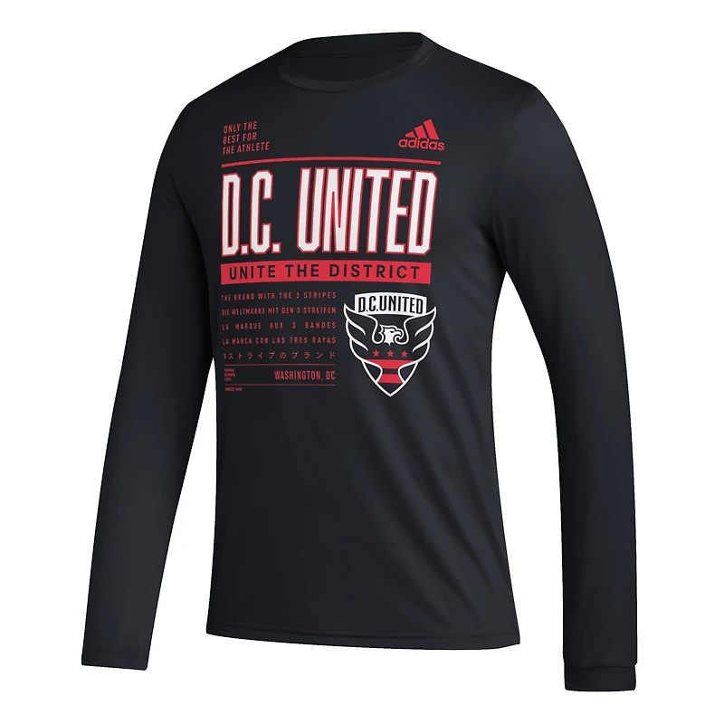 T-shirt AEROREADY à manches longues adidas D.C. United Club DNA noir pour homme