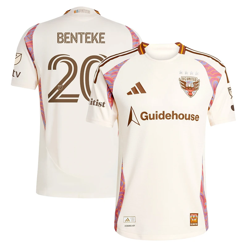 Men's adidas Christian Benteke Natural D.C. United 2025 The Soul Kit Authentic Player Jersey