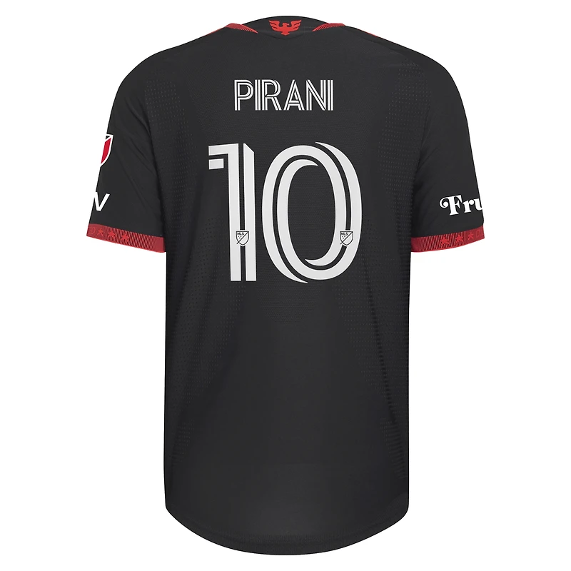 Men's adidas Gabriel Pirani Black D.C. United  2026 Black-and-Red Kit On-Field Authentic Patch Jersey