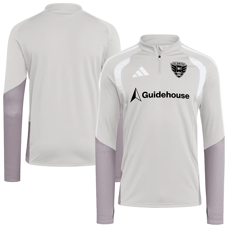 Haut d'entraînement zippé 1/4 adidas Silver D.C. United 2026 pour homme