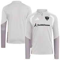 Haut d'entraînement zippé 1/4 adidas Silver D.C. United 2026 pour homme
