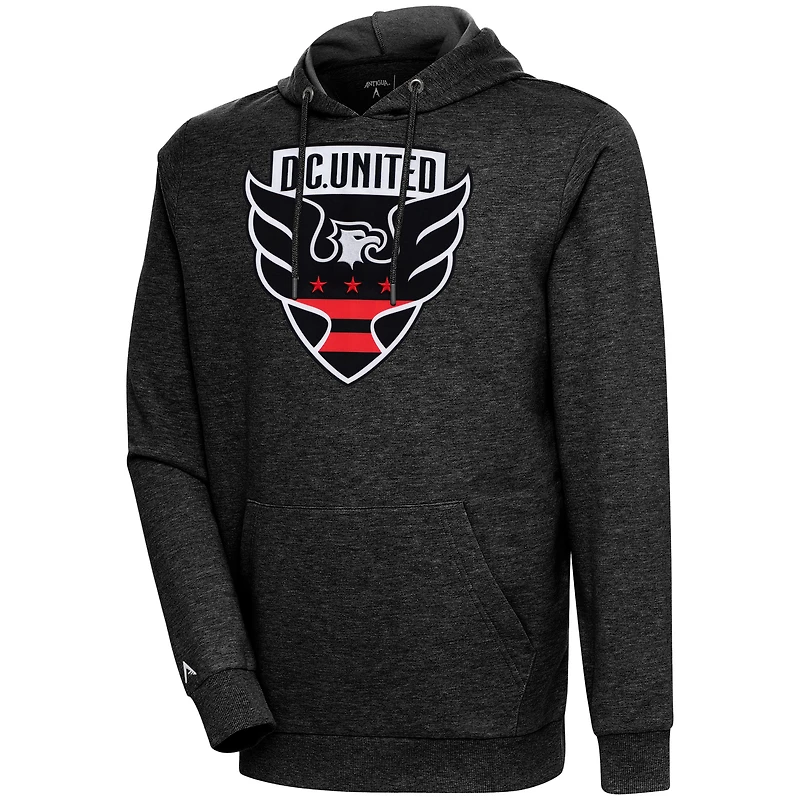 Men's Antigua Heather Black D.C. United Action Pullover Hoodie