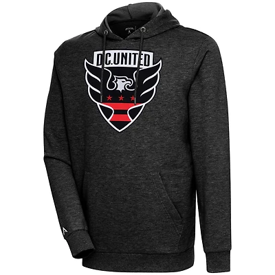 Men's Antigua Heather Black D.C. United Action Pullover Hoodie
