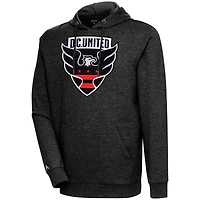 Men's Antigua Heather Black D.C. United Action Pullover Hoodie