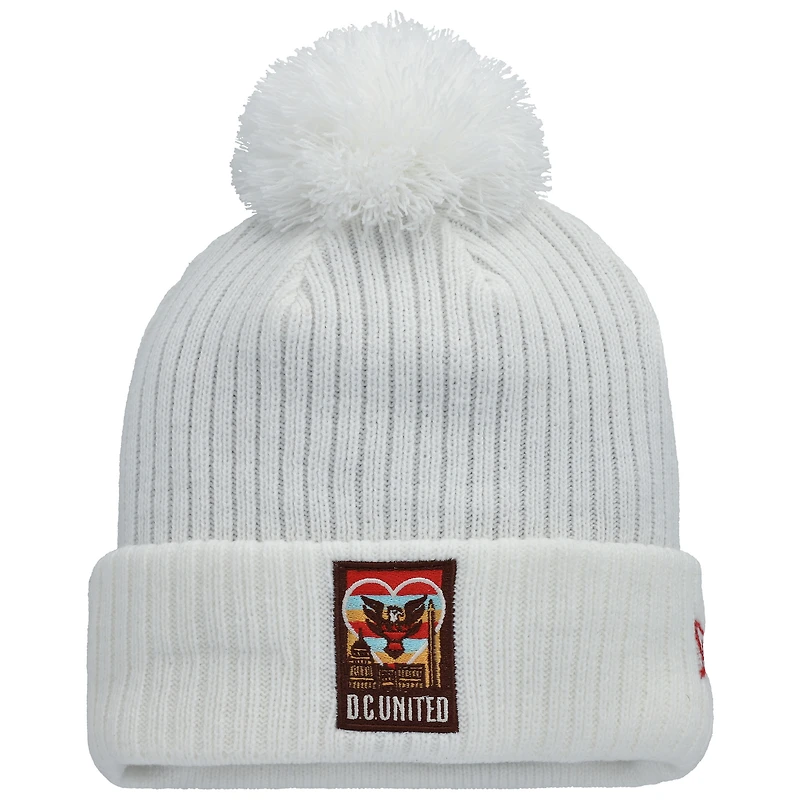 Bonnet en tricot à revers crocheté et pompon pour homme New Era D.C. United Jersey blanc