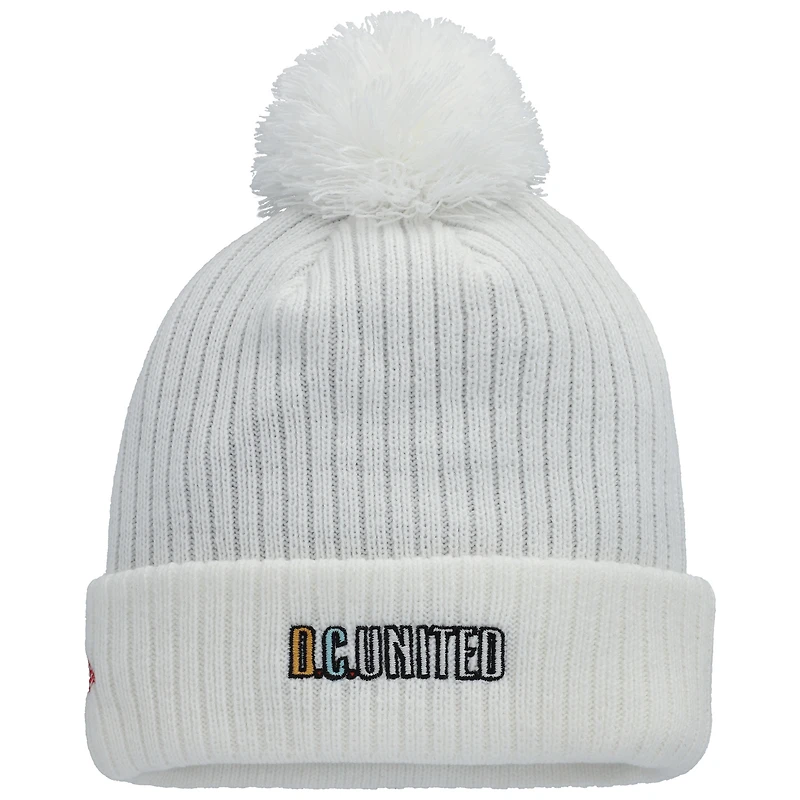 Men's New Era  White D.C. United Jersey Hook Cuff Knit Hat with Pom
