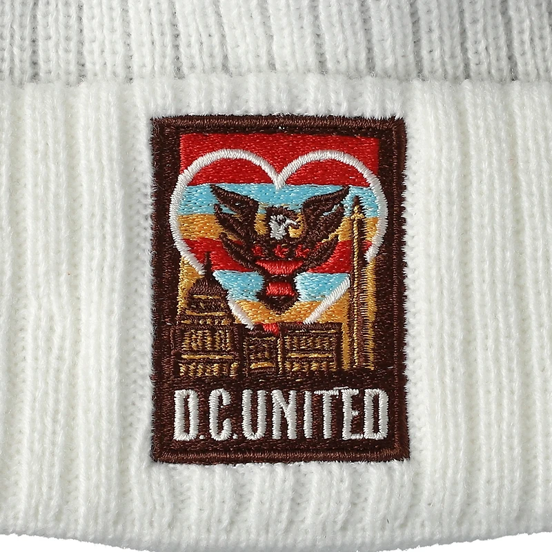 Bonnet en tricot à revers crocheté et pompon pour homme New Era D.C. United Jersey blanc