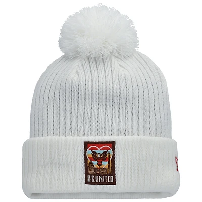 Bonnet en tricot à revers crocheté et pompon pour homme New Era D.C. United Jersey blanc