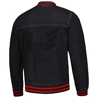 Blouson aviateur boutonné en denim D.C. United noir The Wild Collective pour homme