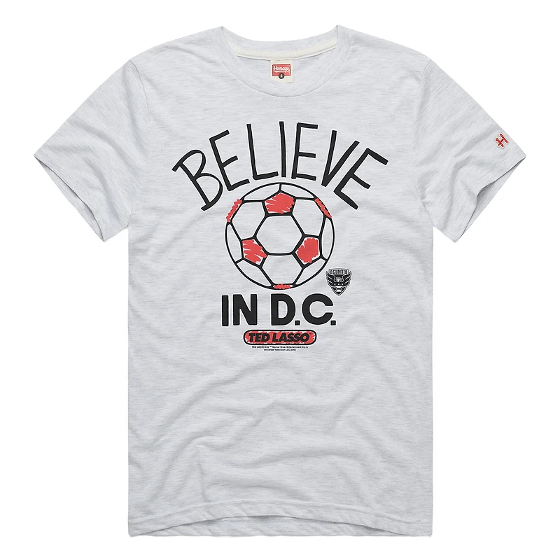 T-shirt unisexe Hommage Ash D.C. United MLS x Ted Lasso Believe Graphic Tri-Blend