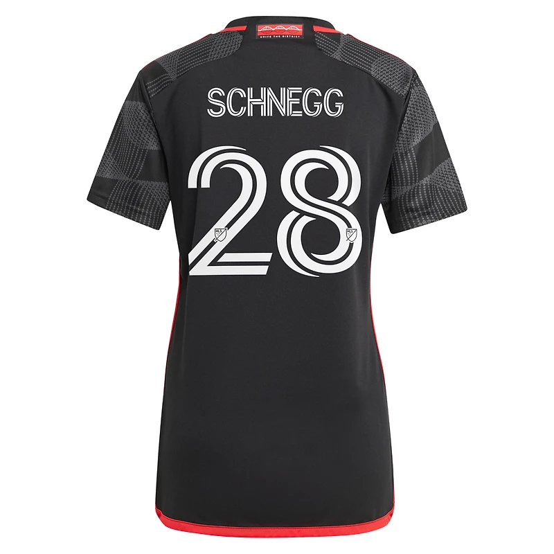 Maillot réplique du joueur adidas David Schnegg noir D.C. United 2024 The Icon Kit pour femme