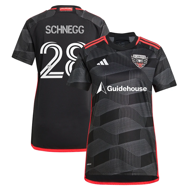 Maillot réplique du joueur adidas David Schnegg noir D.C. United 2024 The Icon Kit pour femme
