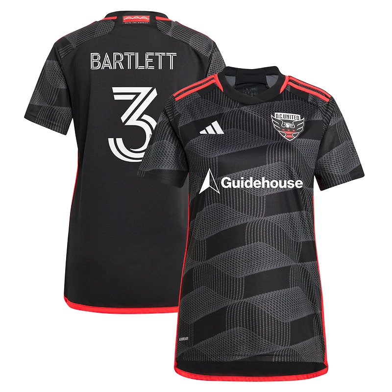 Maillot réplique du joueur adidas Lucas Bartlett noir D.C. United 2024 The Icon Kit pour femme