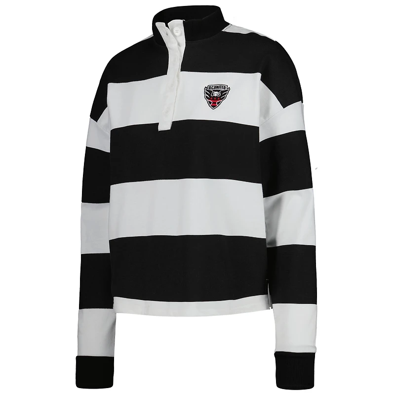 Women's Antigua White D.C. United Radical Rugby Stripe Long Sleeve T-Shirt