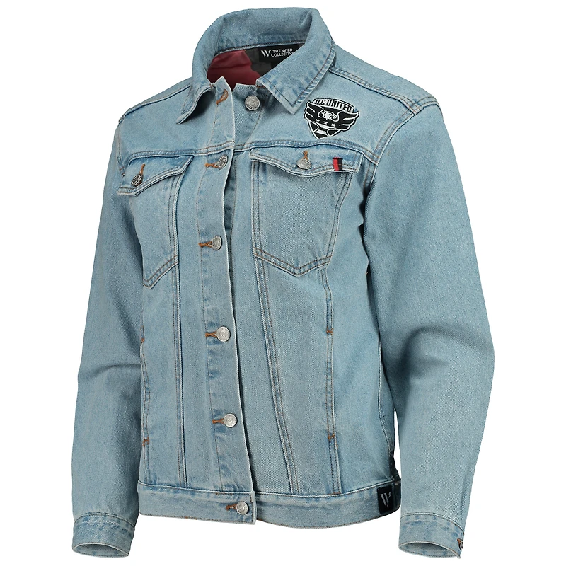 Veste boutonnée en denim bleu à imprimé D.C. United The Wild Collective pour femme