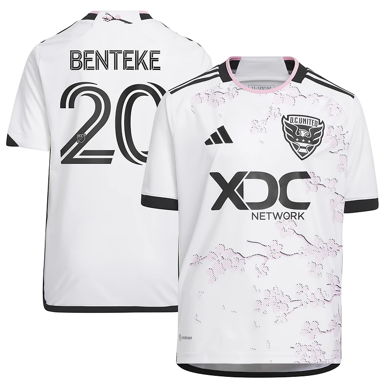 Youth adidas Christian Benteke White D.C. United 2023 The Cherry Blossom Kit Replica Player Jersey