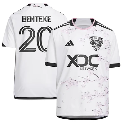 Youth adidas Christian Benteke White D.C. United 2023 The Cherry Blossom Kit Replica Player Jersey