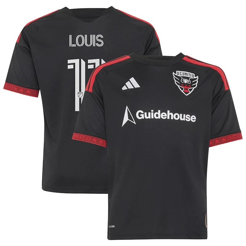 Youth adidas Louis Munteanu Black D.C. United 2026 Black-and-Red Kit Replica Jersey