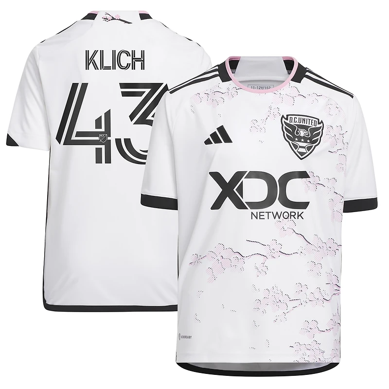 Youth adidas Mateusz Klich White D.C. United 2023 The Cherry Blossom Kit Replica Player Jersey