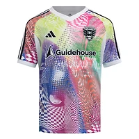 Haut d'avant-match adidas blanc D.C. United 2025 Pride pour jeunes
