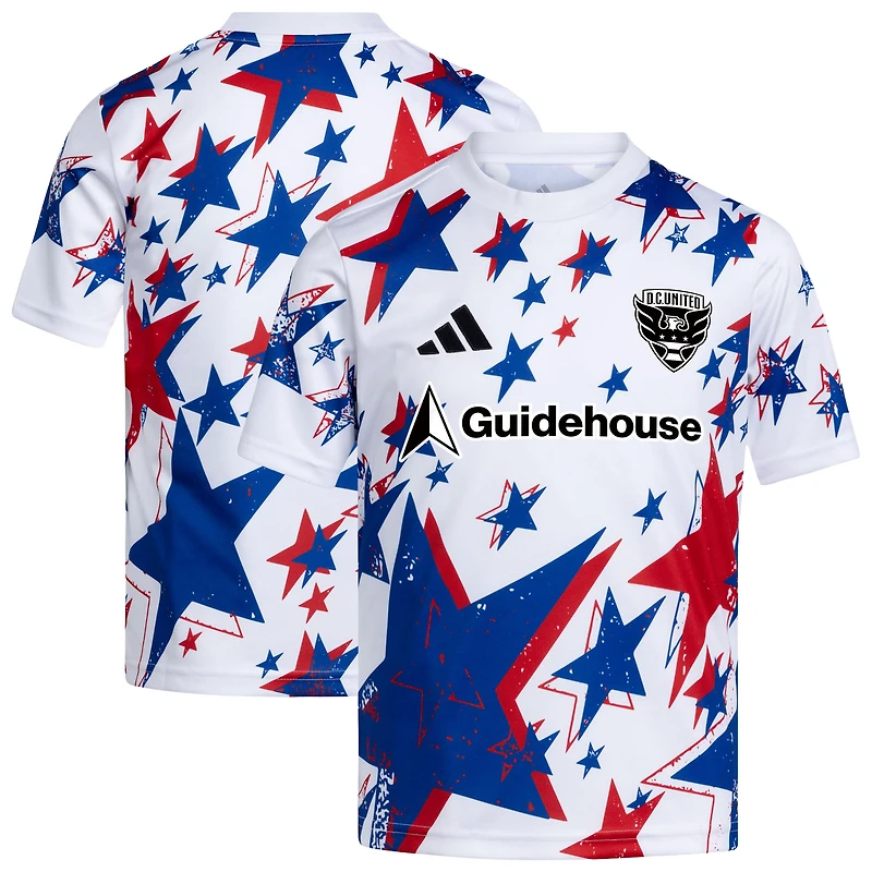 Maillot d'avant-match adidas blanc D.C. United 2026 Americana pour jeunes