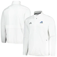 Men's adidas White Delaware Fightin' Blue Hens Sideline AEROREADY Raglan Quarter-Zip Jacket