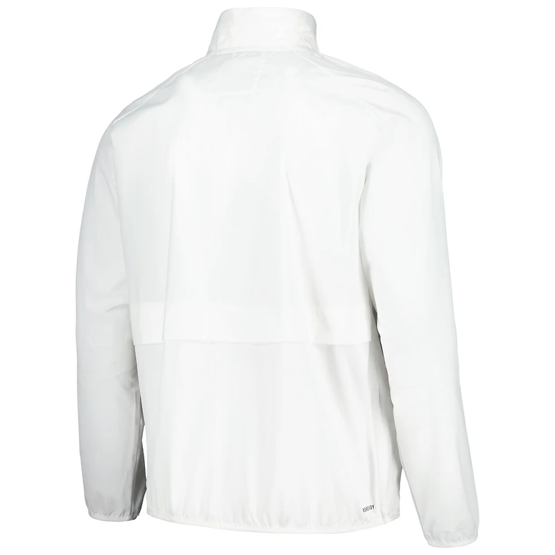 Men's adidas White Delaware Fightin' Blue Hens Sideline AEROREADY Raglan Quarter-Zip Jacket