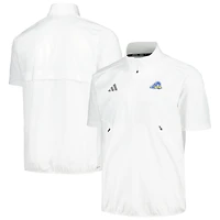 Men's adidas White Delaware Fightin' Blue Hens Sideline AEROREADY Raglan Short Sleeve Quarter-Zip Jacket