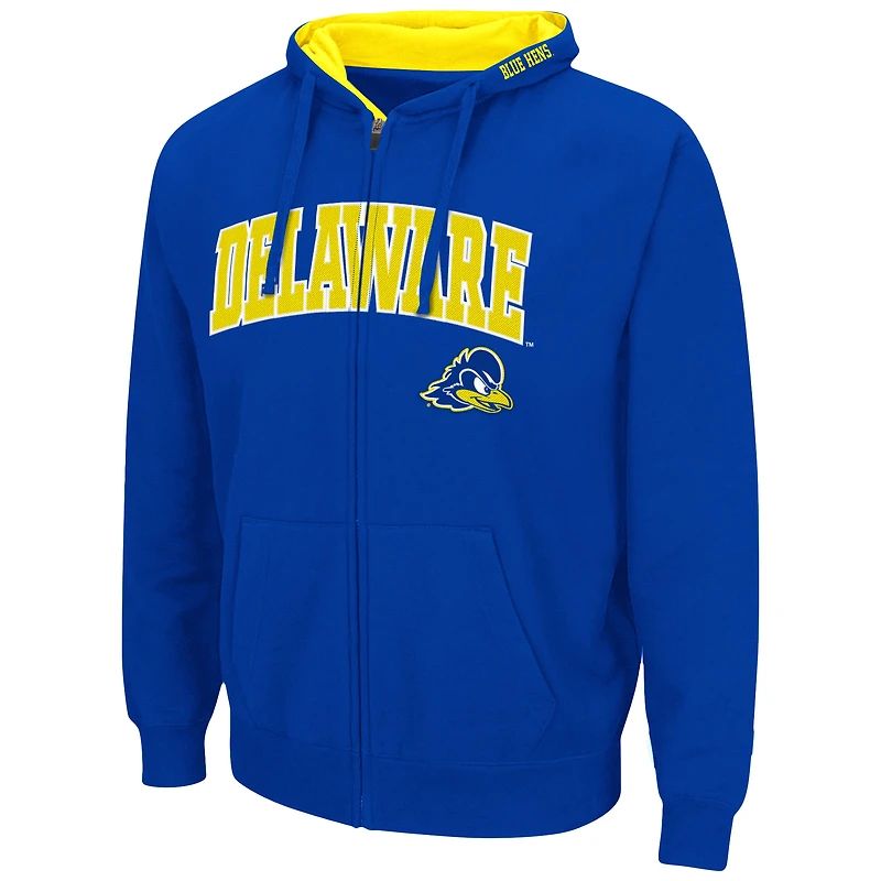 Men's Colosseum Black Delaware Fightin' Blue Hens Arch & Logo 3.0 Full-Zip Hoodie