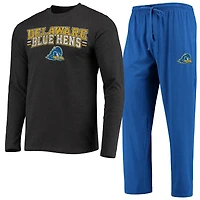 Ensemble de nuit pour homme Concepts Sport Royal/Heathered Charcoal Delaware Fightin' Blue Hens Meter, haut à manches longues et pantalon