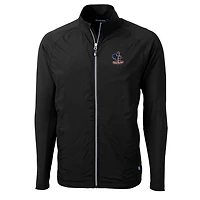 Men's Cutter & Buck Black Delaware Fightin' Blue Hens Adapt Eco Knit Hybrid Recycled Full-Zip Jacket