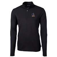 Men's Cutter & Buck Black Delaware Fightin' Blue Hens Team Big Tall Virtue Eco Pique Recycled Quarter-Zip Pullover Top