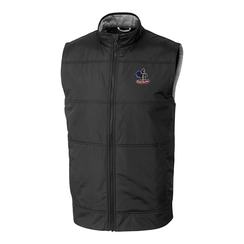 Men's Cutter & Buck Black Delaware Fightin' Blue Hens Vault Stealth Hybrid Quilted Full-Zip Windbreaker Vest